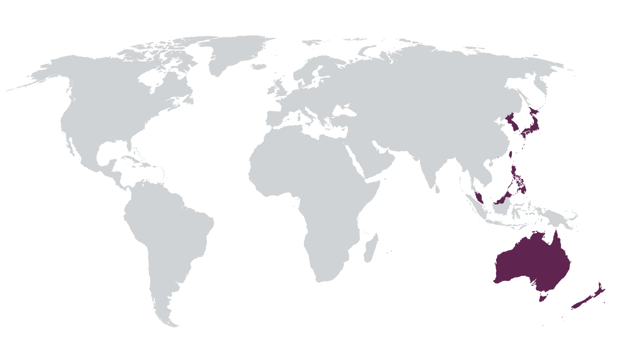 South Asia, North Asia, Pacific
